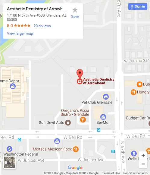 map showing Aesthetics Dentistry's Location